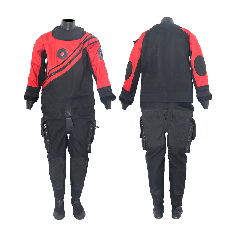 Red-And-Black Butyl Drysuit