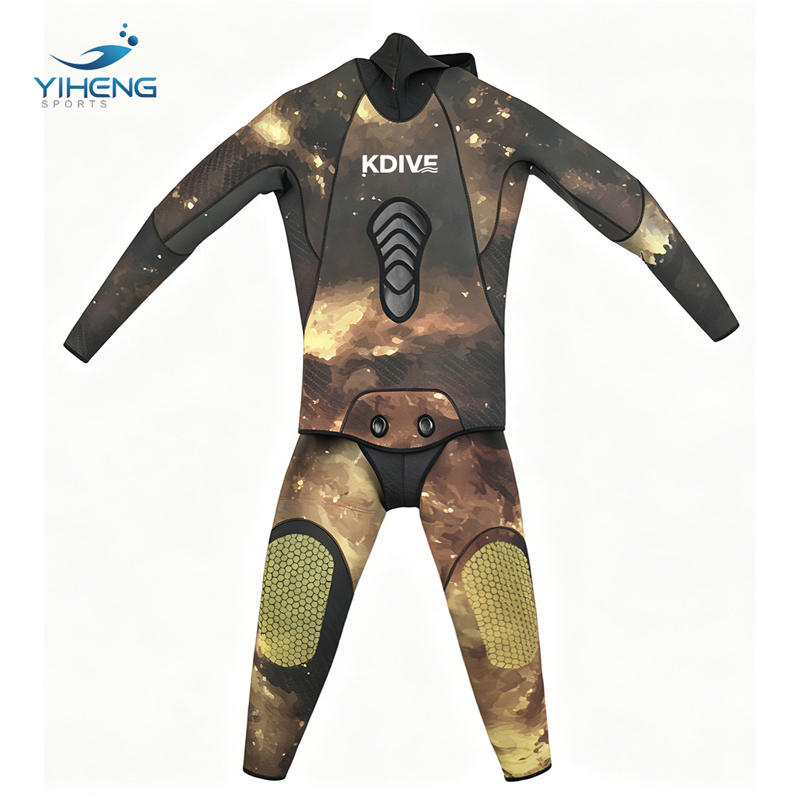 5mm Yellow Camouflage Two-Piece Spearfishing Wetsuit