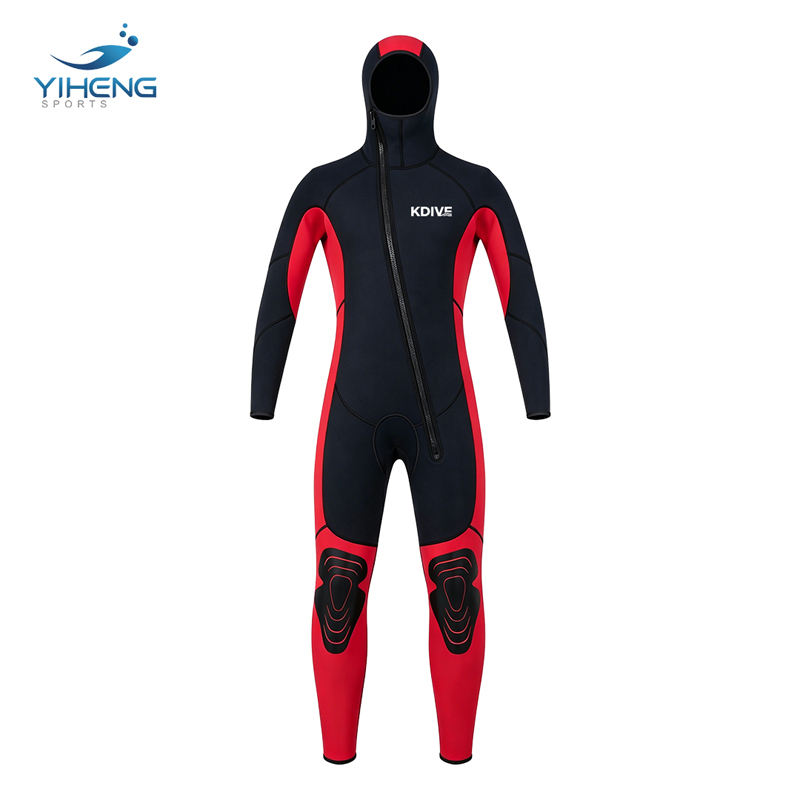  Men 3mm CR Neoprene Hooded Scuba Diving Wetsuit Front Full Zipper Full Body Spearfishing Wetsuit