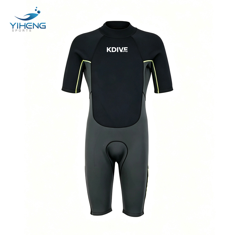 Men's 3mm Short Sleeve Shorty  Back Zipper Neoprene Wetsuit Suit for Sailing & Surfing