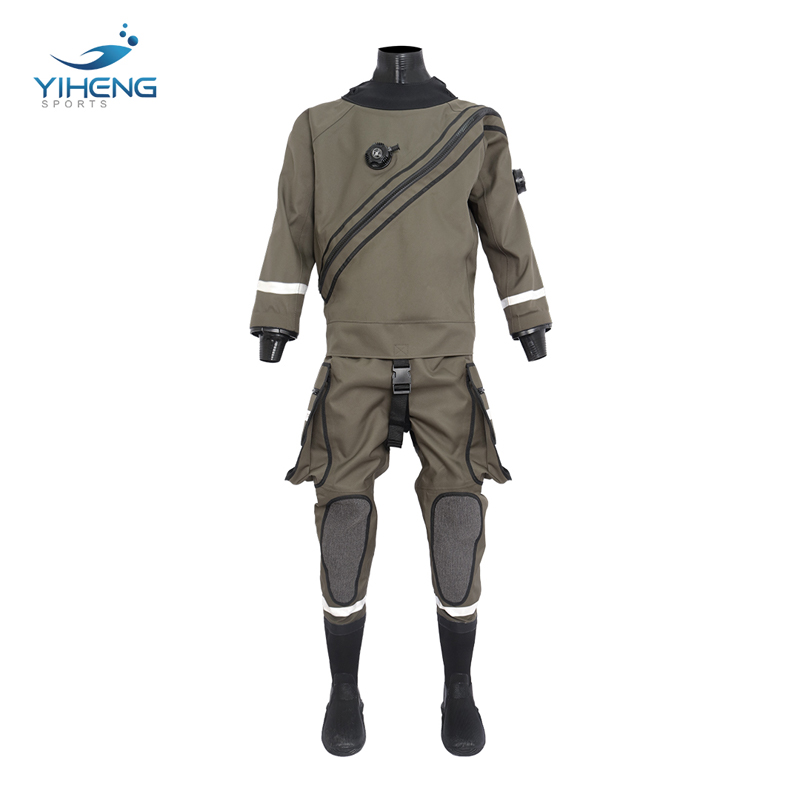 Waterproof Military Green Butyl Rubber Cloth Laminated Water Rescue Dry Suit