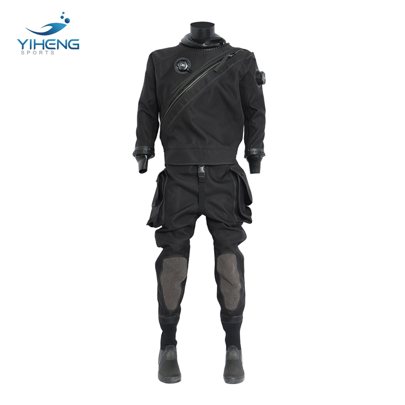 Waterproof Black Butyl Rubber Laminated Cloth Dry Suit for Professional Underwater Inspection & Maintenance