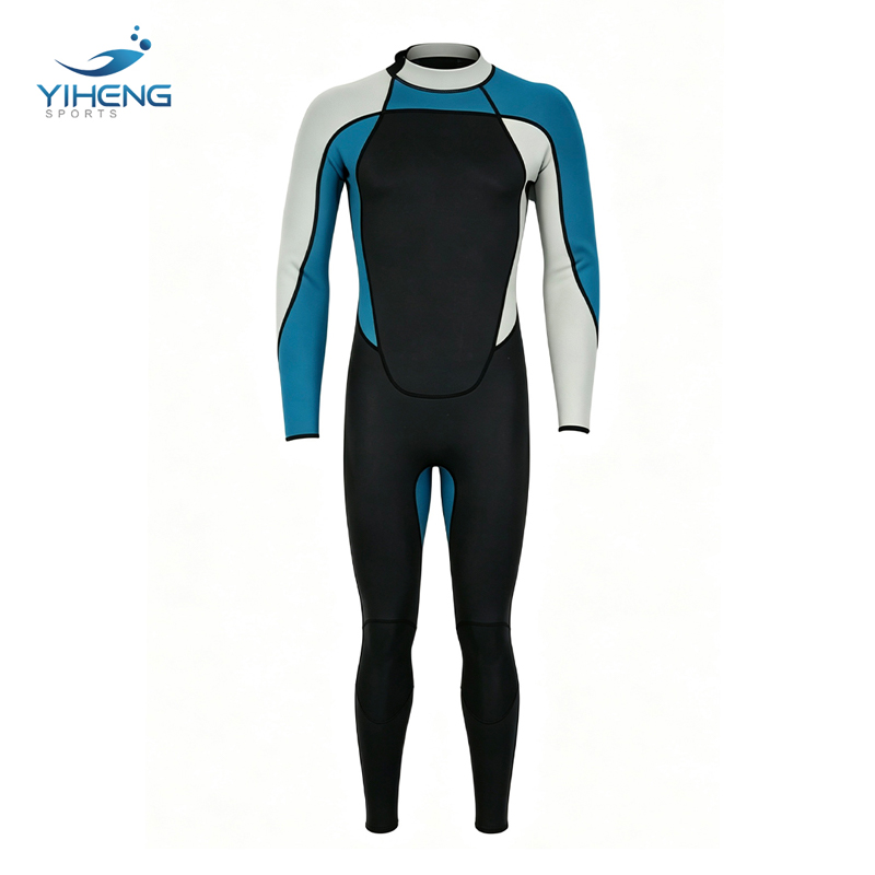 3mm Men' s CR Neoprene Wetsuit with Blue-Grey Contrast Sleeves