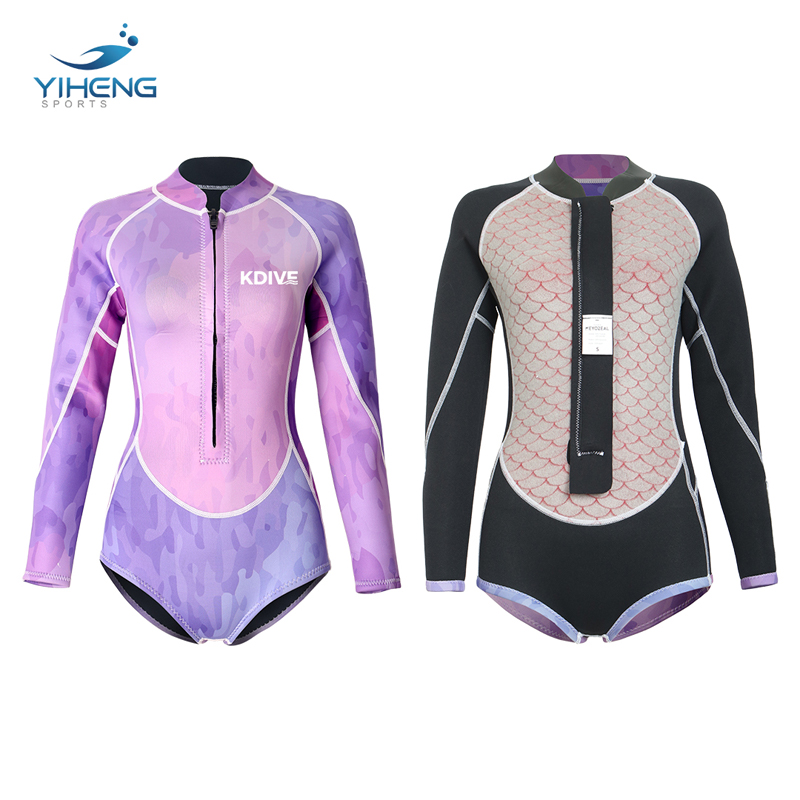 2mm Purple Gradient Print Bikini Neoprene Wetsuit