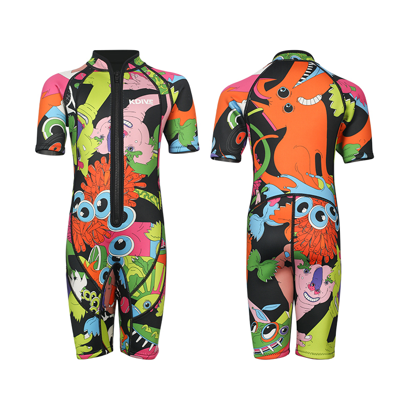  2mm Neoprene Cartoon Print Children Diving Wetsuit
