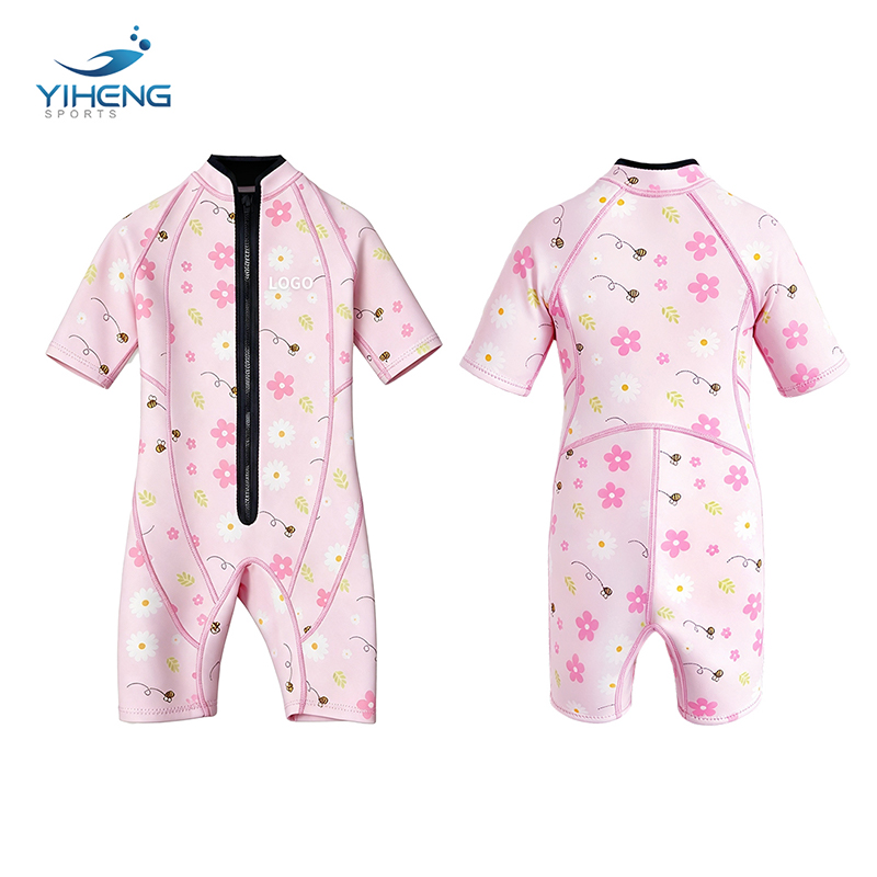 Factory Custom 2mm Pink Cartoon Printed Waterproof Impact Resistant Kids Kid Wetsuit