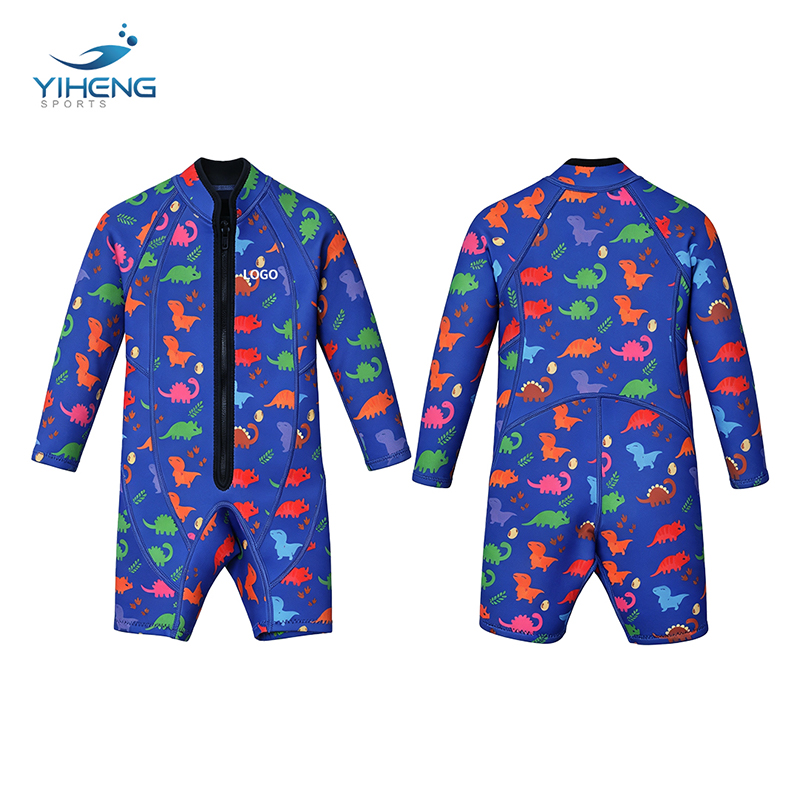 2mm Blue Cartoon Printed Waterproof Breathable Neoprene Kids Kid Swimming Wetsuit